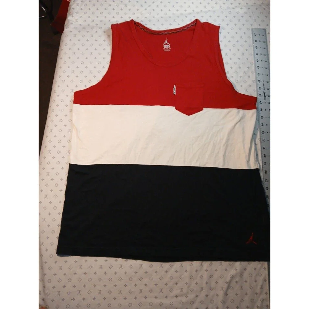 Nike Jordan Tank Top Shirt Mens XXL Red Black Colorblock Basketball Athletic